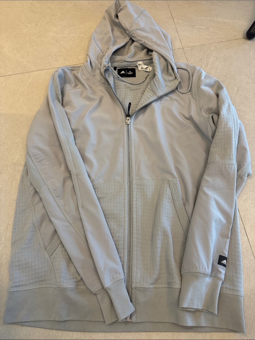 adidas Light Gray Hooded Full-Zip Jacket